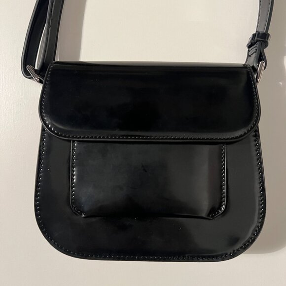 Zara small shoulder bag black with pocket Pre-Owned - Picture 2 of 7